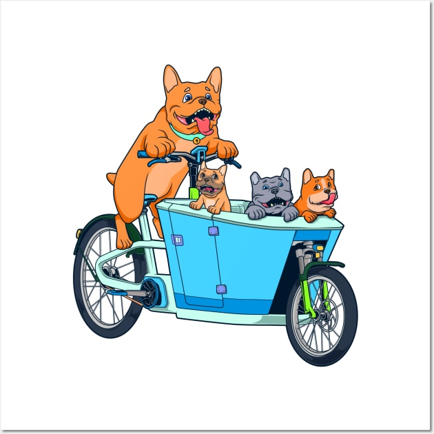 Cute cartoon dogs on cargo bike Wall Art by Modern Medieval Design